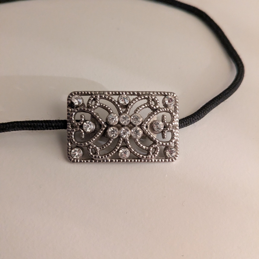 Silver Slide Charm with Crystal Gemstone On A Silky Stretchy Cord
